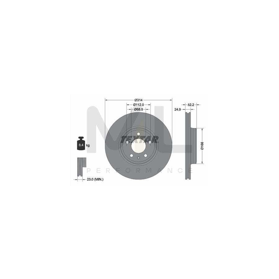 TEXTAR 92159900 Brake Disc Internally Vented, without wheel hub, without wheel studs  - 1 piece