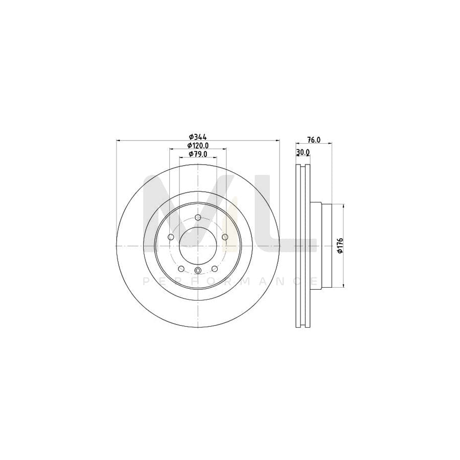 HELLA PRO 8DD 355 115-961 Brake Disc for LAND ROVER Range Rover III (L322) Internally Vented, Coated, without wheel hub, without wheel studs | ML Performance Car Parts