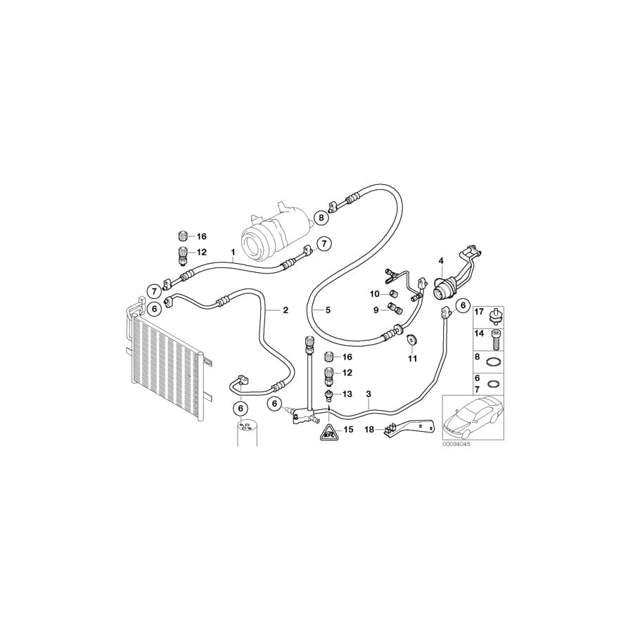 Genuine BMW 64538387650 E46 Dryer-Evaporator Pressure Hose Assy (Inc. 318Ci, 328Ci & 320i)