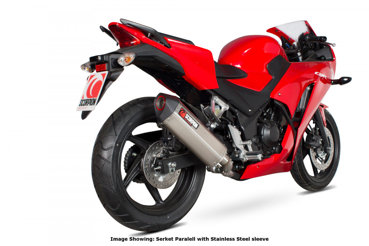 Scorpion RHA166CEO Honda CBR300 R Serket Parallel Slip-On - Carbon Fibre Sleeve | ML Performance UK UK