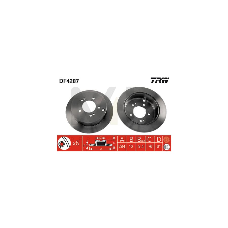 TRW DF4287 Brake Disc Solid, Painted  - 1 piece
