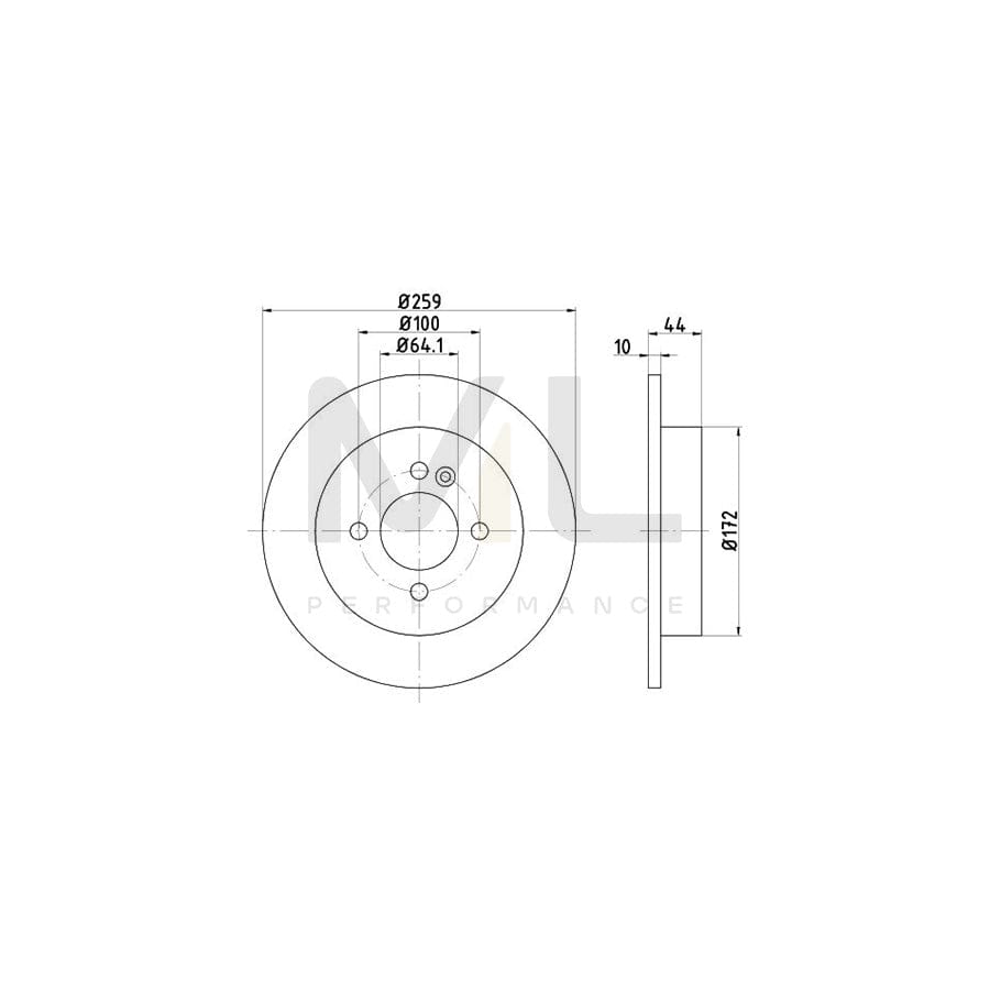 TEXTAR 92107600 Brake Disc Solid, without wheel hub, without wheel studs  - 1 piece