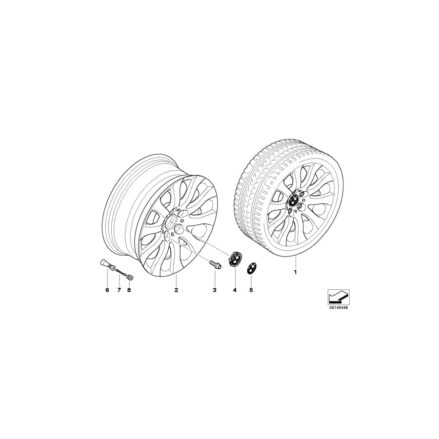 Genuine BMW 36116775597 E90 E91 E93 Light Alloy Rim 8JX17 ET:34 (Inc. 325d, 335xi & 335is)