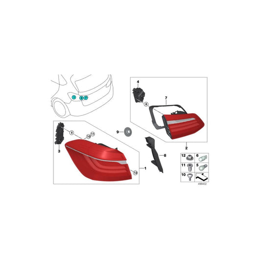 Genuine BMW 63217311032 F45 Rear Light In Trunk Lid, Right (Inc. 225xe, 220d & 220i)