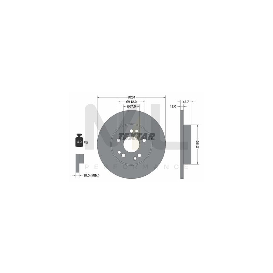 TEXTAR 92031800 Brake Disc Solid, without wheel hub, without wheel studs  - 1 piece