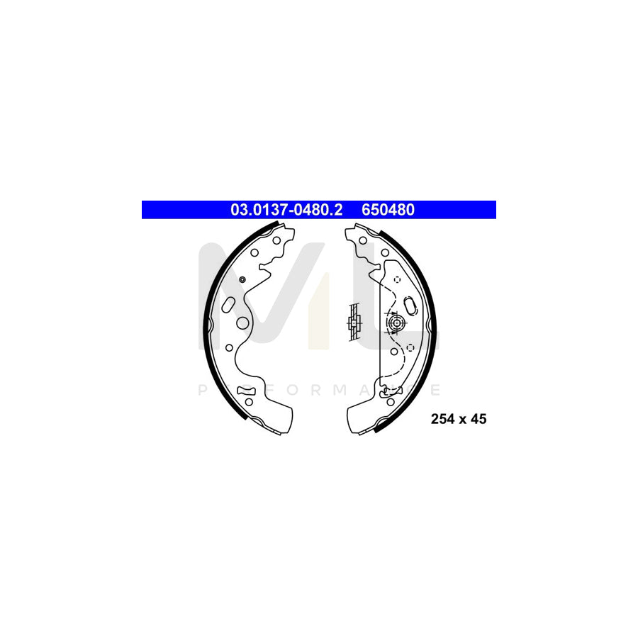 ATE 03.0137-0480.2 Brake Shoe Set for LAND ROVER FREELANDER with lever