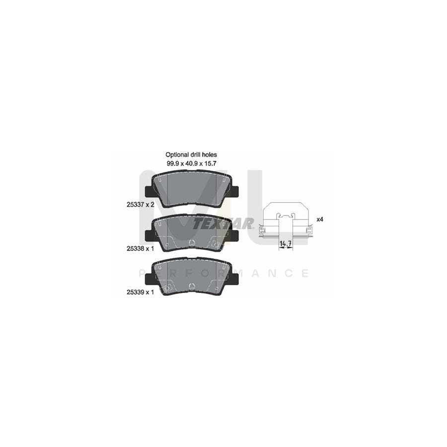 TEXTAR 2533703 Brake pad set with acoustic wear warning, with accessories