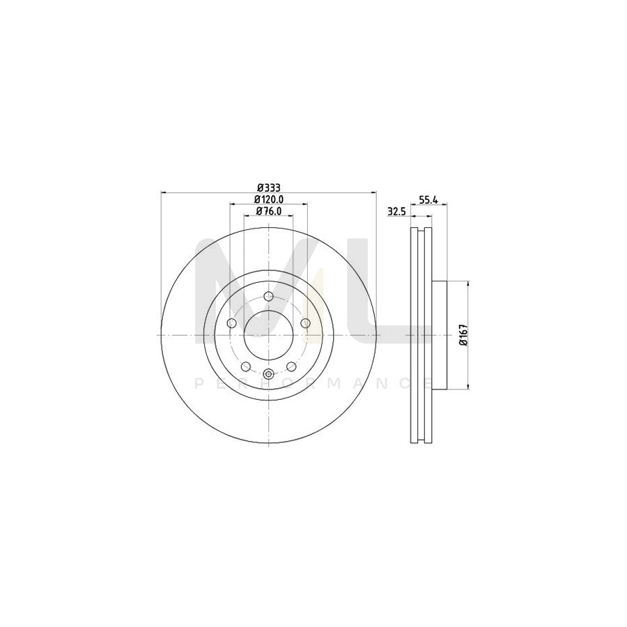 HELLA PRO 8DD 355 109-681 Brake Disc Internally Vented, Coated, without wheel hub, without wheel studs | ML Performance Car Parts