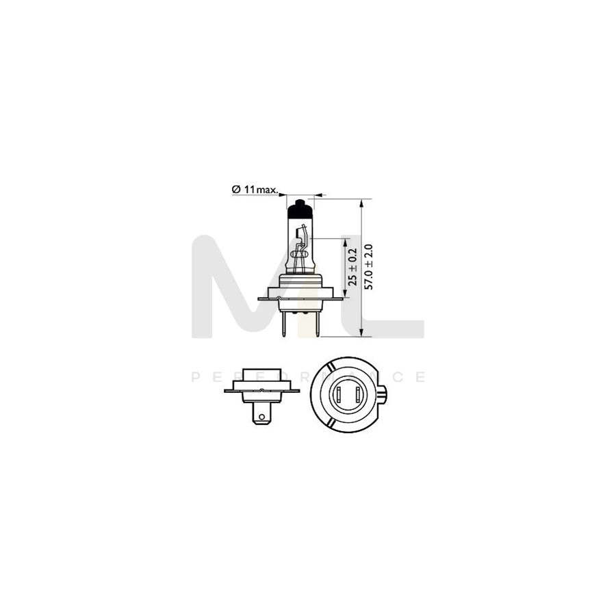 PHILIPS 12972XVGS2 Bulb, spotlight H7 12V 55W PX26d 3500K Halogen