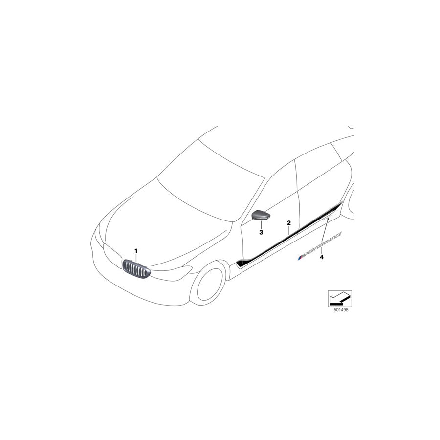 Genuine BMW 51142447018 G32 Foil Application Frozen Black Left/Right M PERFORMANCE (Inc. 630iX, 630i & 640iX)