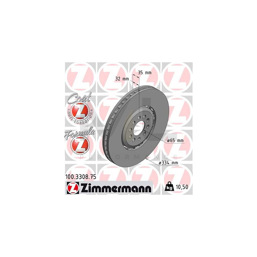 ZIMMERMANN FORMULA Z COAT Z 100.3308.75 Brake Disc Two-piece brake disc, Vented, Coated, Alloyed / High-carbon