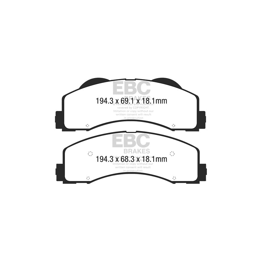 EBC PD03KF1565 Ford F-150 Yellowstuff Front Brake Pad & Plain Disc Kit 2 | ML Performance UK Car Parts