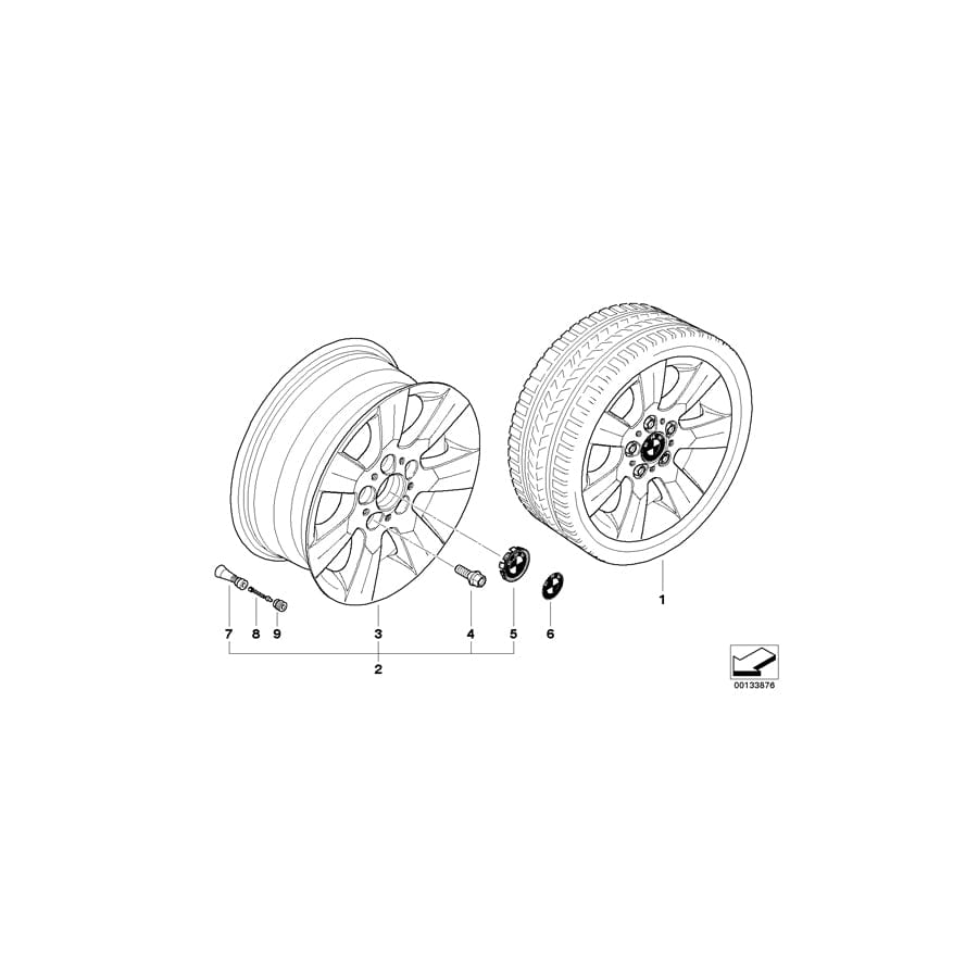 Genuine BMW 36116766734 E46 Light Alloy Rim 7JX16 ET:47 (Inc. 318ti, 318i & 323i)