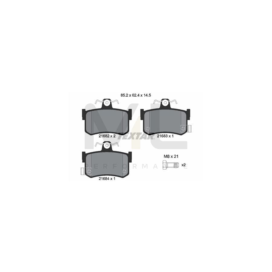 TEXTAR 2168202 Brake pad set with acoustic wear warning, with brake caliper screws