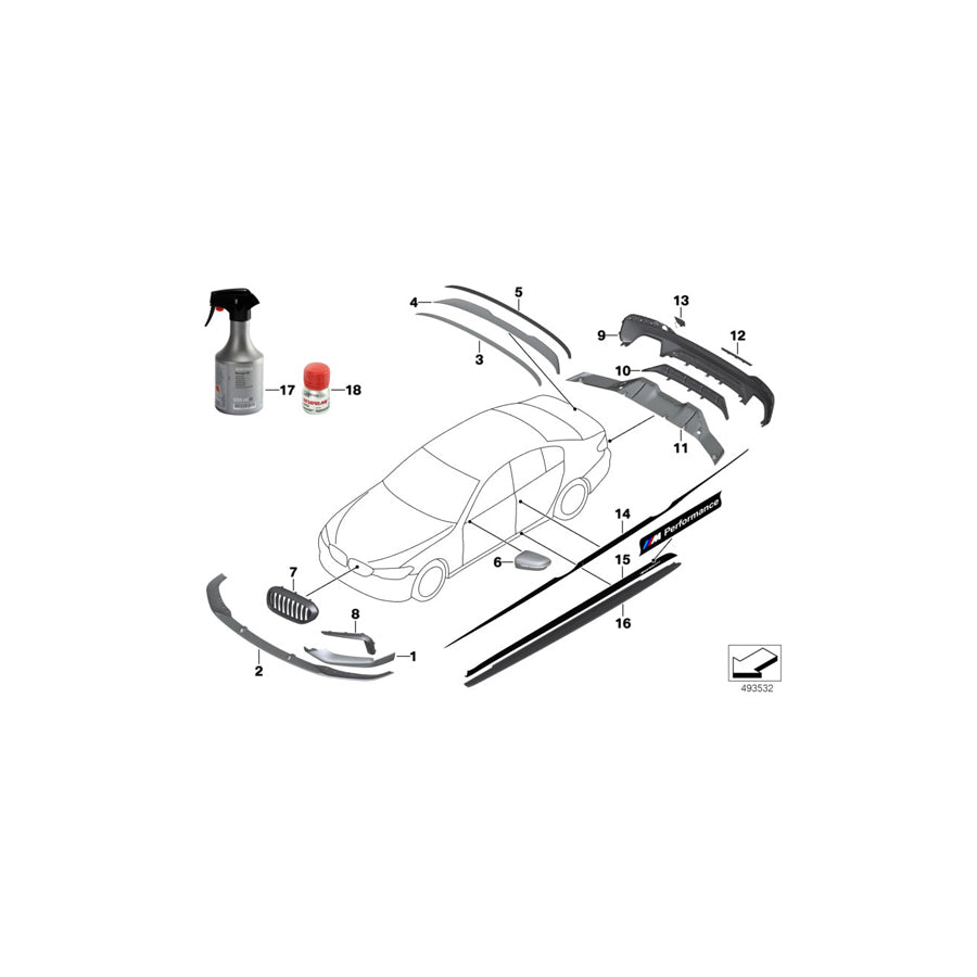 Genuine BMW 51142432164 G30 G31 Film, Accent Stripes, Left / Right M PERFORMANCE (Inc. 520d ed, 540iX & 530dX)