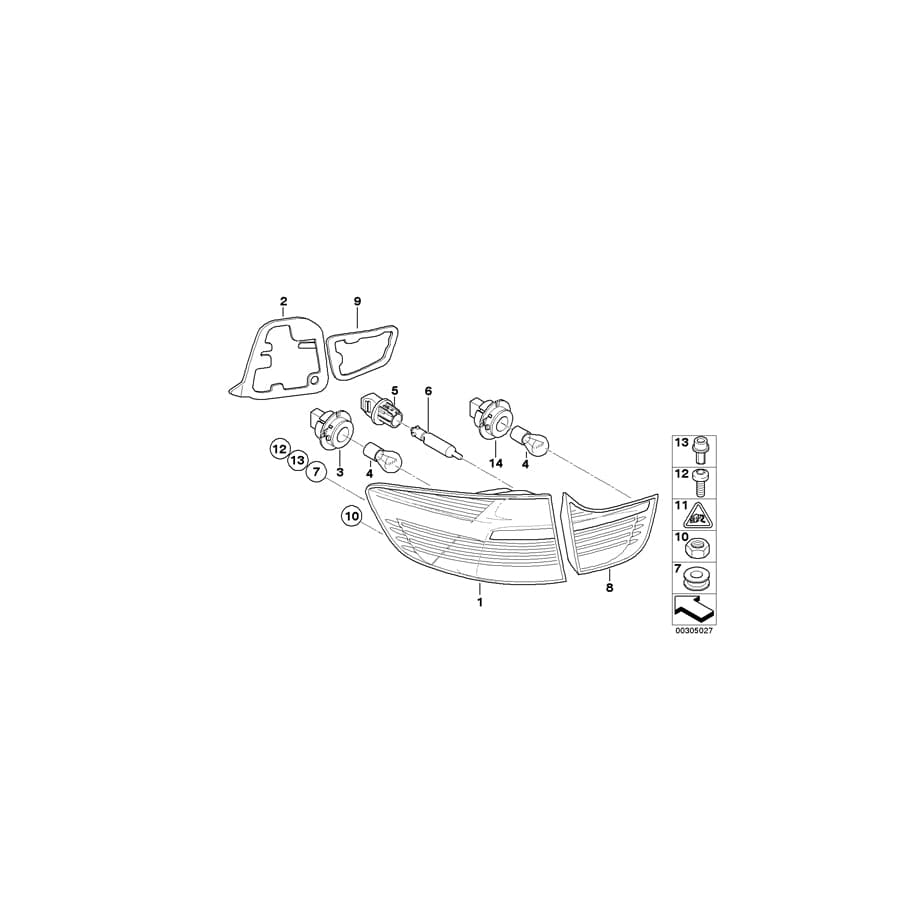 Genuine BMW 63217309503 E71 E72 Gasket, Rear Light, Trunk Lid, Left (Inc. X6)
