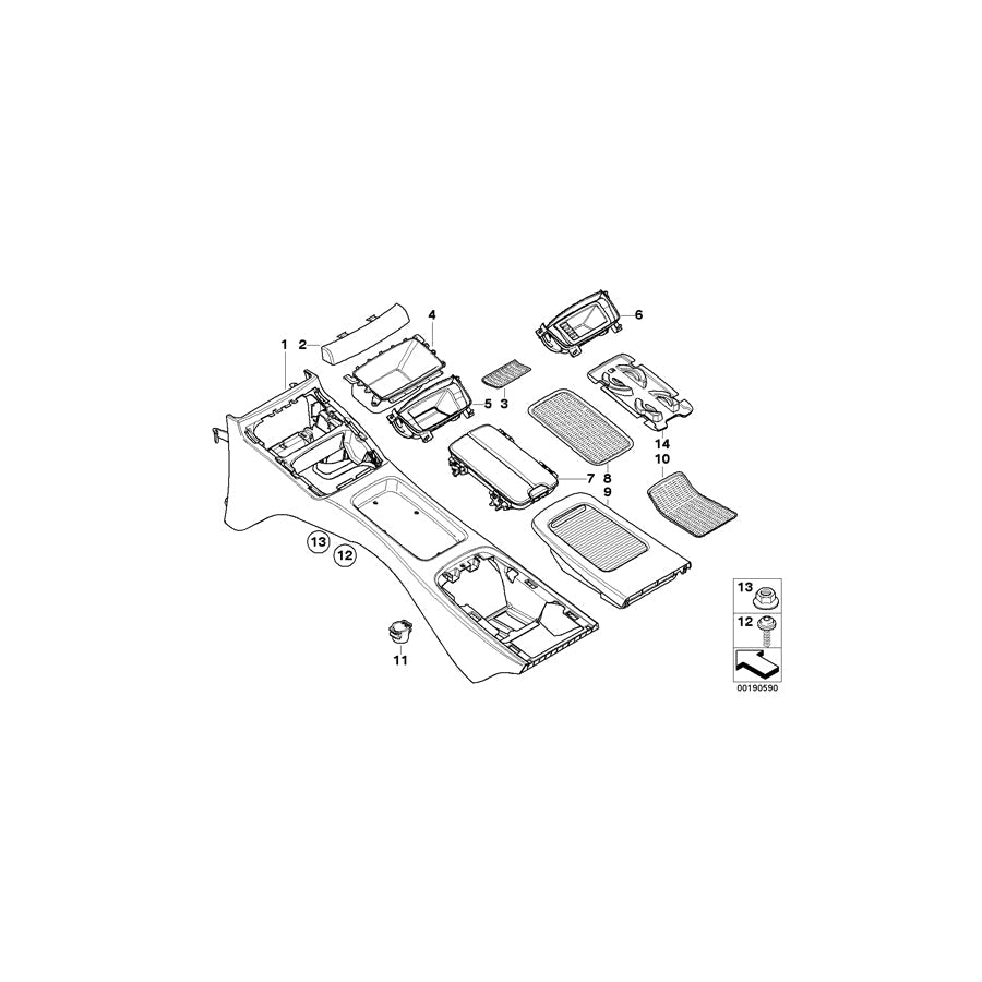Genuine BMW 51166963897 E92 E93 Console Rear SCHWARZ (Inc. 316i, 330xd & M3)