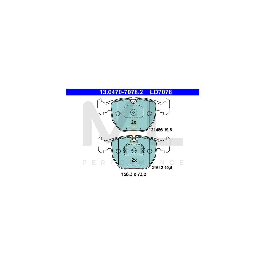 ATE Ceramic 13.0470-7078.2 Brake pad set excl. wear warning contact, prepared for wear indicator