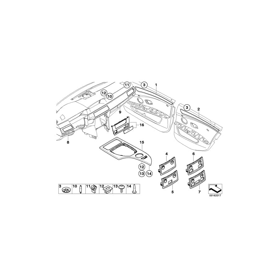 Genuine BMW 51166951149 E60 E61 Cover, Poplar Woodgrain, Center Console DUNKEL (Inc. 550i, 520i & 525xi)