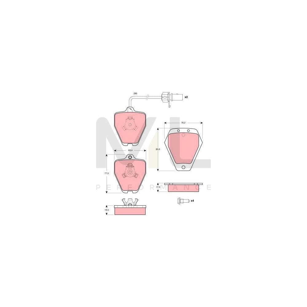 TRW Gdb1451 Brake Pad Set For Audi A6 Incl. Wear Warning Contact