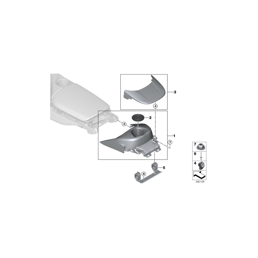 Genuine BMW 51166825793 I15 Cup Holder, Center Console Rear (Inc. i8)