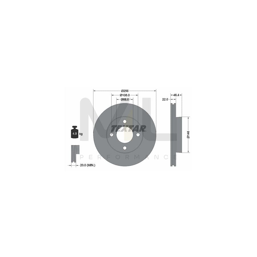 TEXTAR 92026000 Brake Disc Internally Vented, without wheel hub, without wheel studs  - 1 piece