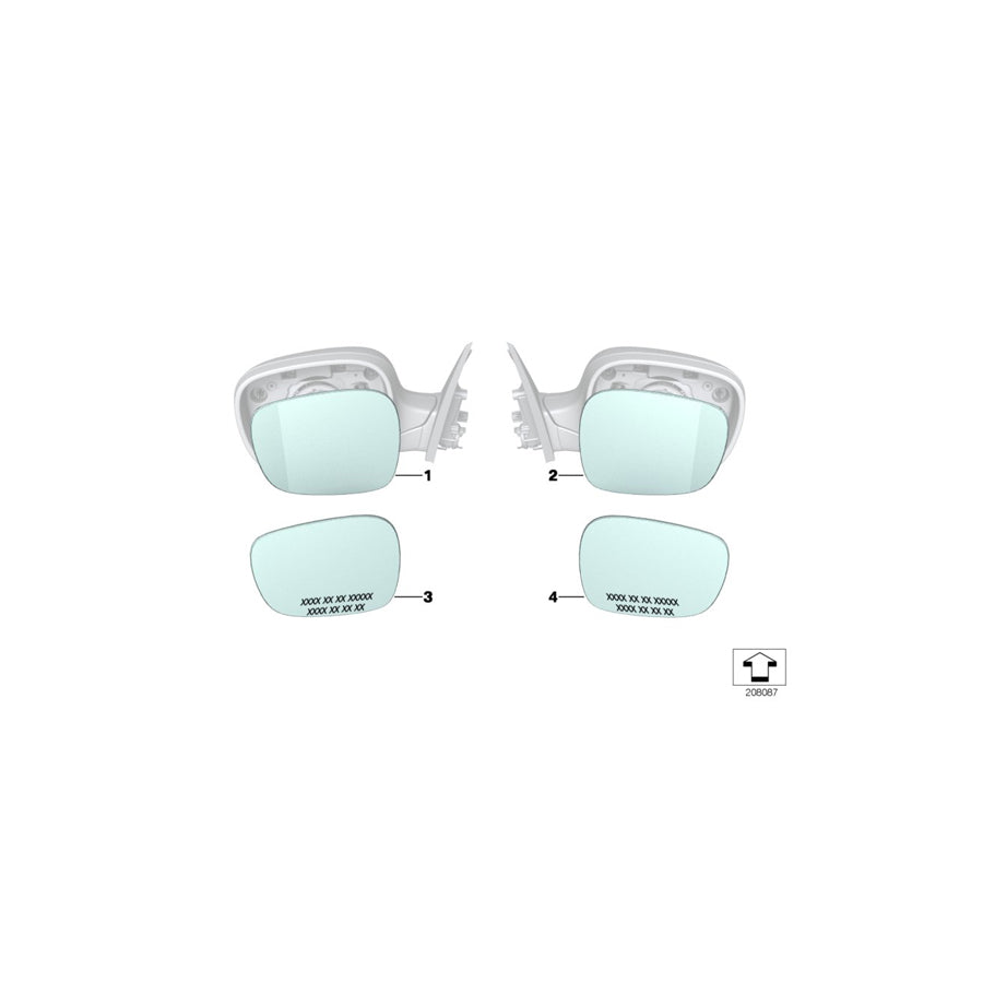 Genuine BMW 51163454947 E83 Mirror Glas, Wide-Angle, Left (Inc. X3 3.0sd, X3 2.5si & X3 2.0i)