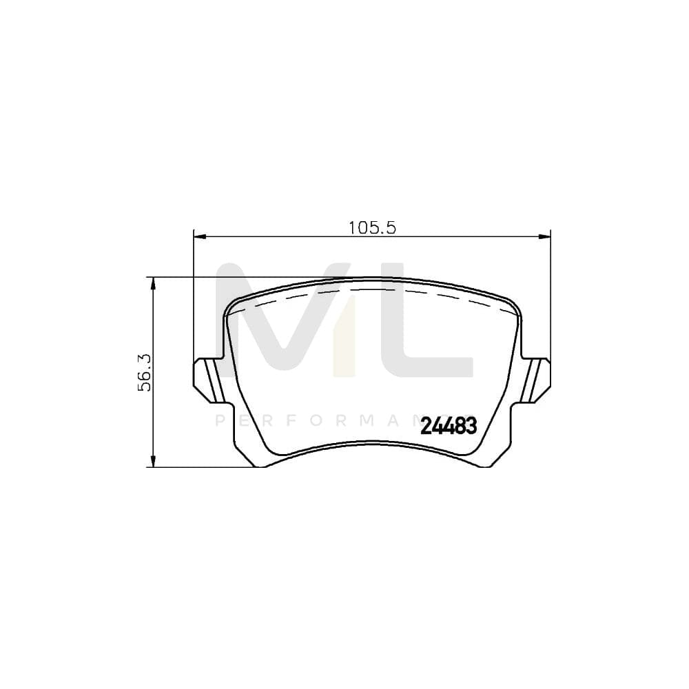 Hella 8DB 355 025-341 Brake Pad Set Not Prepared For Wear Indicator, With Brake Caliper Screws, With Accessories | ML Performance Car Parts