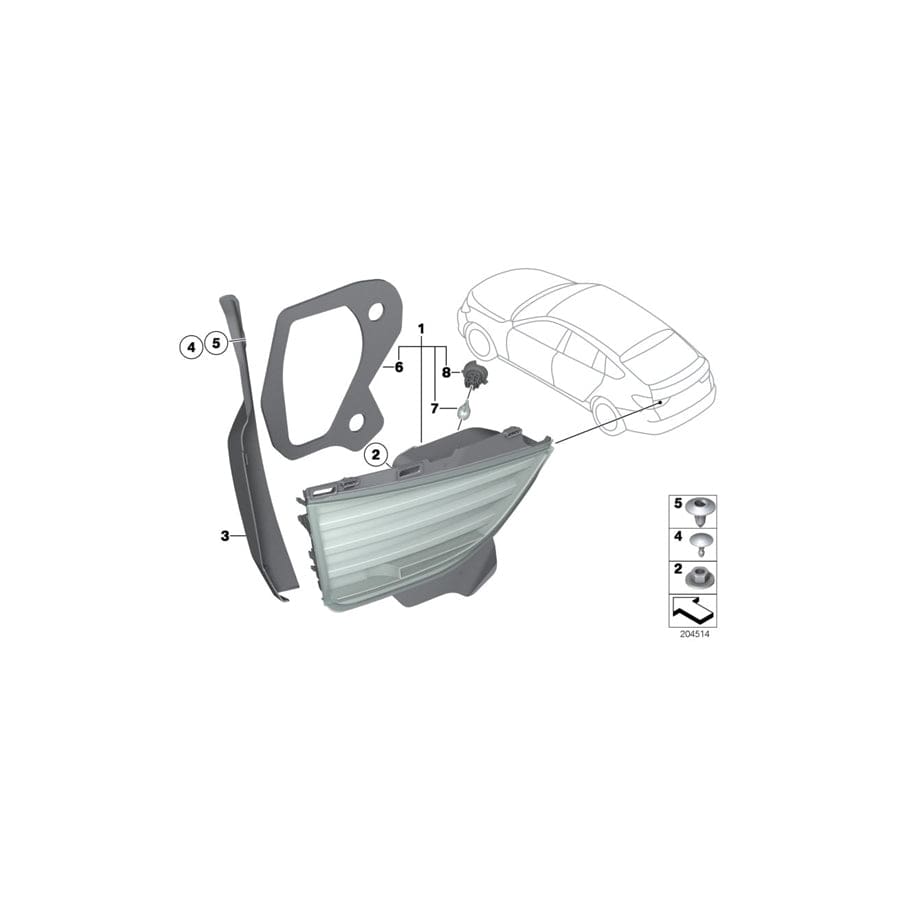 Genuine BMW 63217224229 F07 Tail Light Finisher, Trunk Lid, Left (Inc. 550iX 4.0, 535i & 520d)