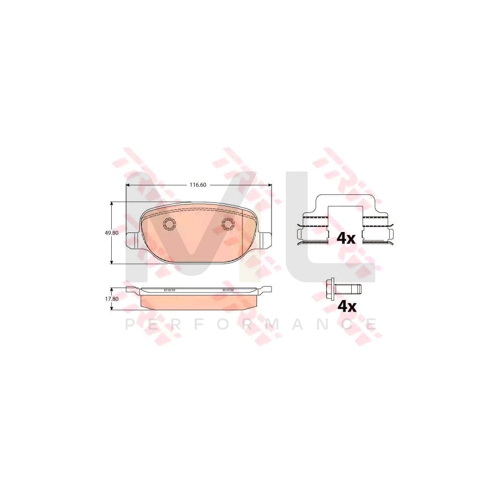 TRW Gdb2129 Brake Pad Set Not Prepared For Wear Indicator, With Brake Caliper Screws, With Accessories