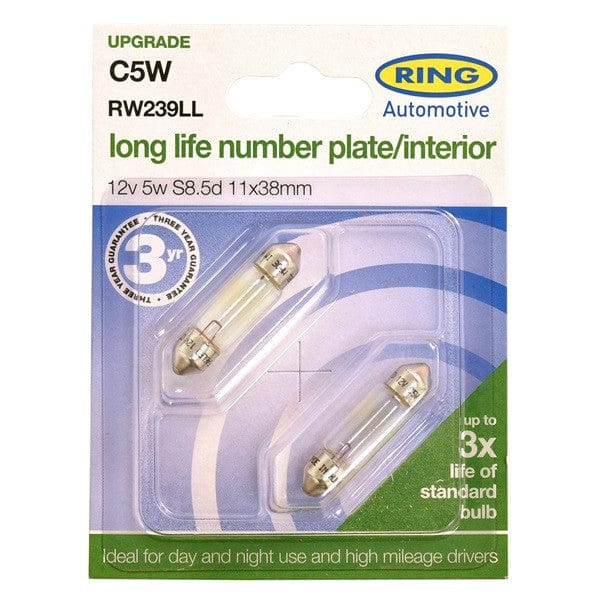 RING RW239LL 12V 5W C5W Festoon S8.5d 11 x 38mm  (Long Life)