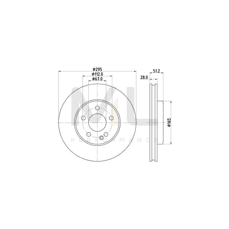 HELLA PRO High Carbon 8DD 355 129-661 Brake Disc Internally Vented, Coated, High-carbon, without wheel hub, without wheel studs | ML Performance Car Parts