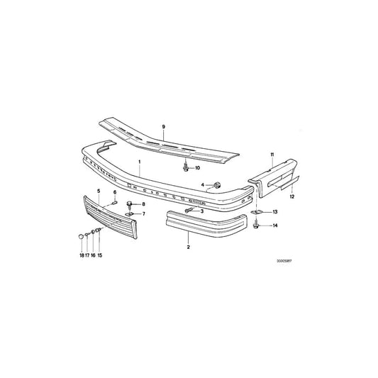 Genuine BMW 51111967618 E24 Rubber Strip, Bumper Front Right (Inc. 635CSi & M635CSi)