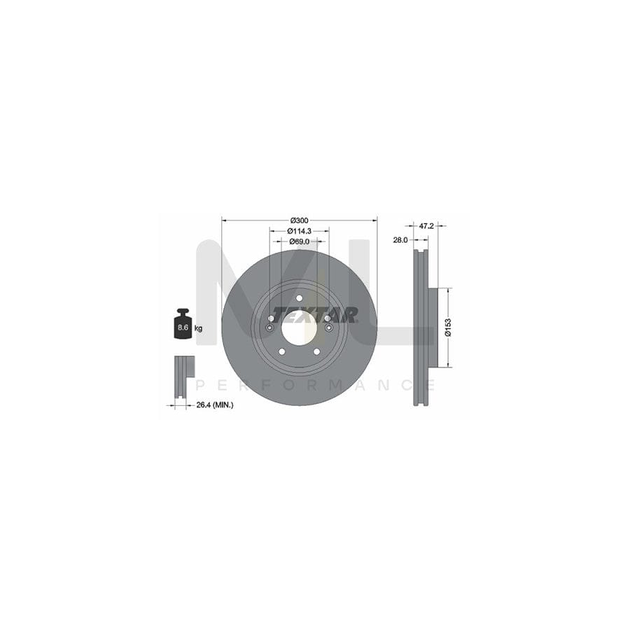 TEXTAR 92166500 Brake Disc Internally Vented, without wheel hub, without wheel studs  - 1 piece