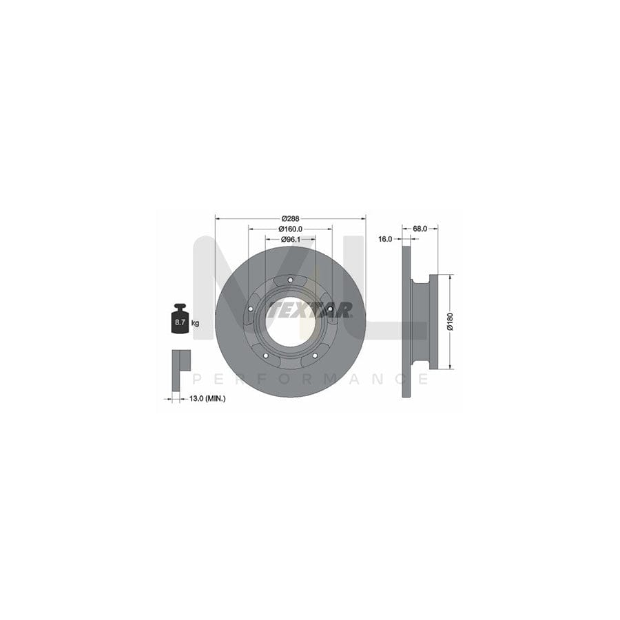TEXTAR 93260700 Brake Disc Solid, with ABS sensor ring, without wheel studs  - 1 piece