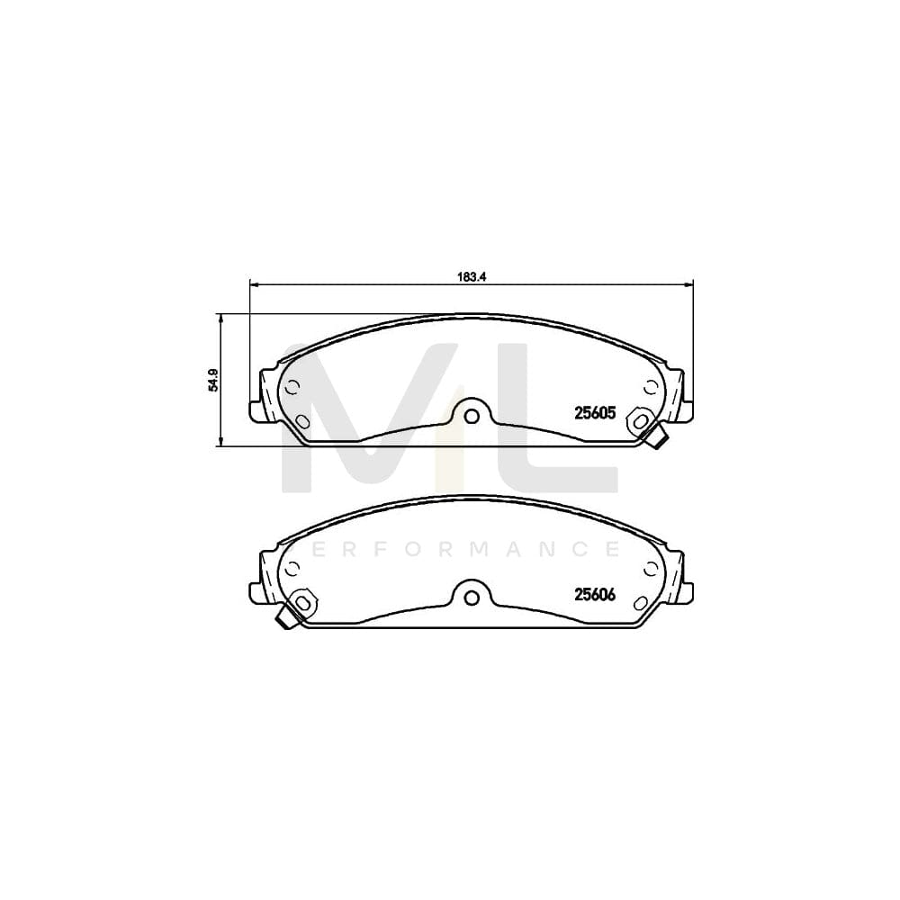 Hella 8DB 355 020-541 Brake Pad Set With Acoustic Wear Warning, With Accessories | ML Performance Car Parts
