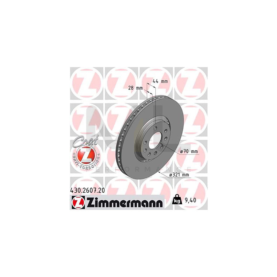 ZIMMERMANN COAT Z 430.2607.20 Brake Disc Internally Vented, Coated, High-carbon  - 1 piece