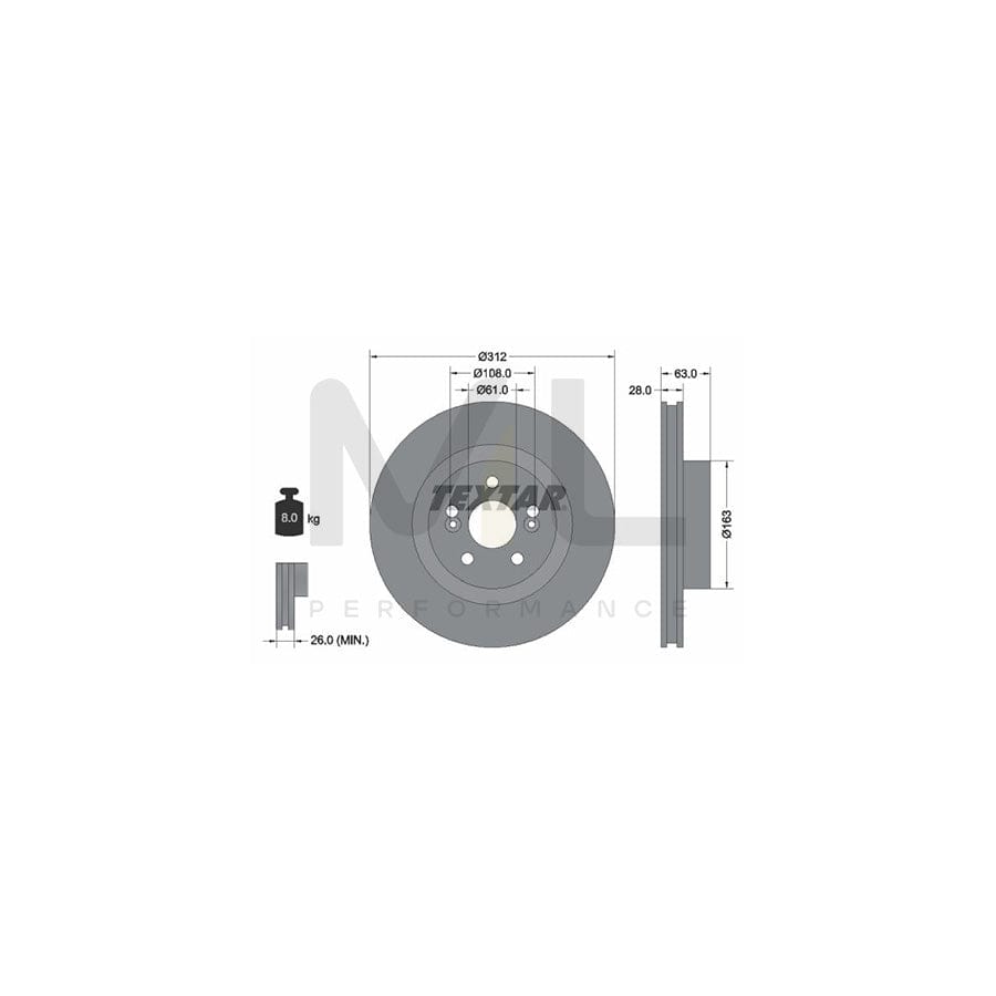 TEXTAR 92167703 Brake Disc Internally Vented, Coated, without wheel hub, without wheel studs  - 1 piece