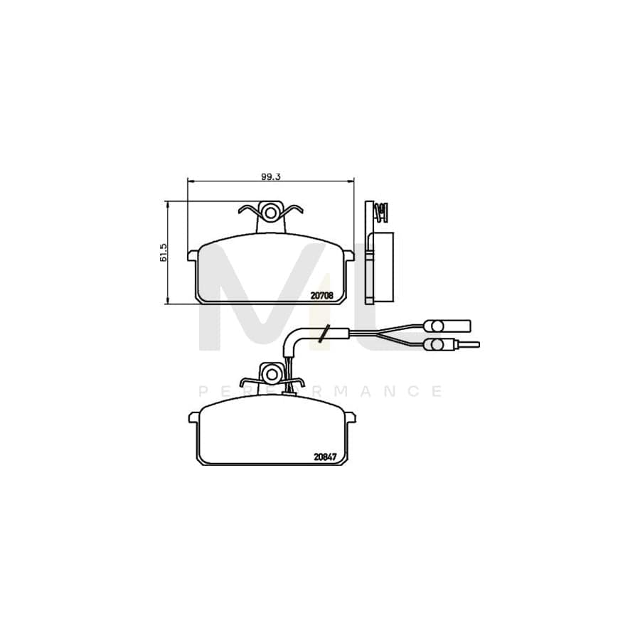 TEXTAR 2070802 Brake pad set with integrated wear warning contact, with brake caliper screws