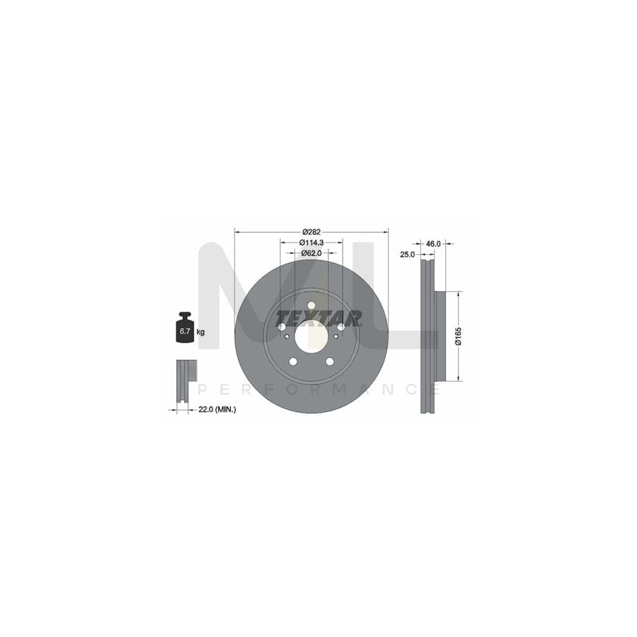 TEXTAR 92321203 Brake Disc Internally Vented, Coated, without wheel hub, without wheel studs  - 1 piece