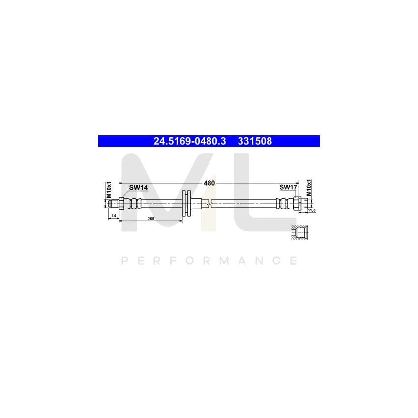 ATE 24.5169-0480.3 Brake Hose for BMW X5 (E53) 480mm, M10x1