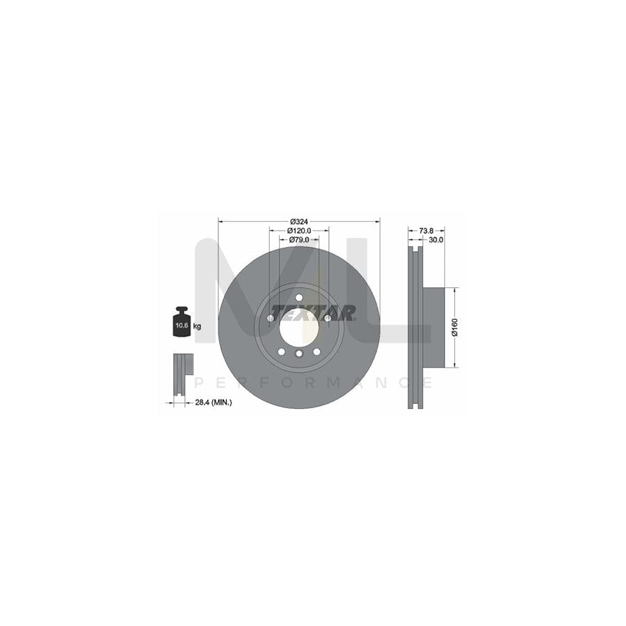 TEXTAR PRO+ 92107105 Brake Disc for BMW 5 Series Internally Vented, Coated, High-carbon, without wheel hub, without wheel studs  - 1 piece