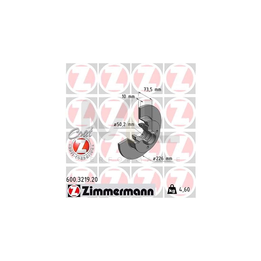 ZIMMERMANN COAT Z 600.3219.20 Brake Disc Solid, Coated, with ABS sensor ring, without wheel bearing  - 1 piece