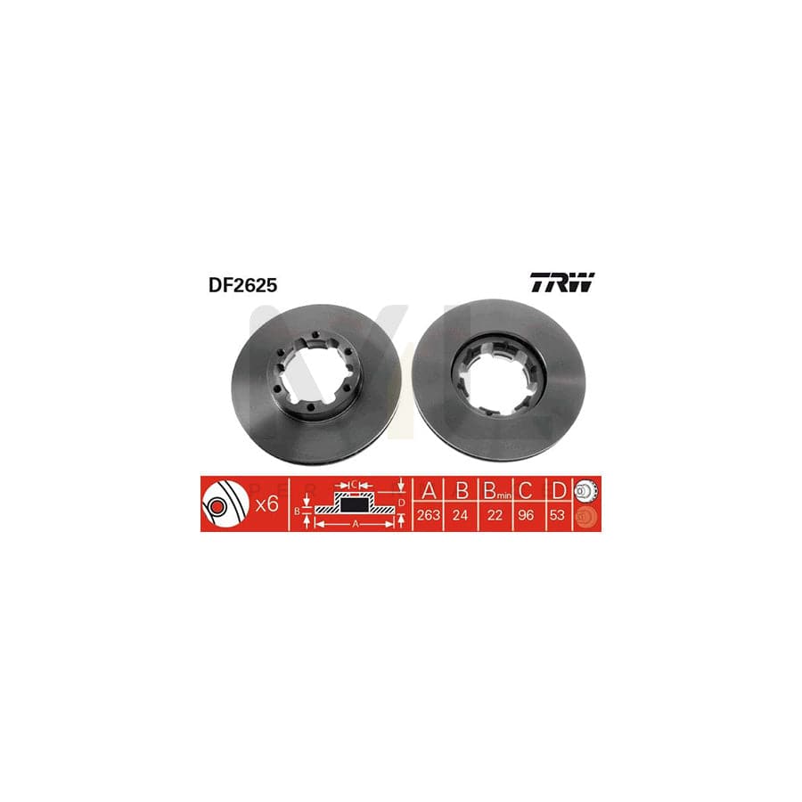 TRW DF2625 Brake Disc Vented, Painted  - 1 piece