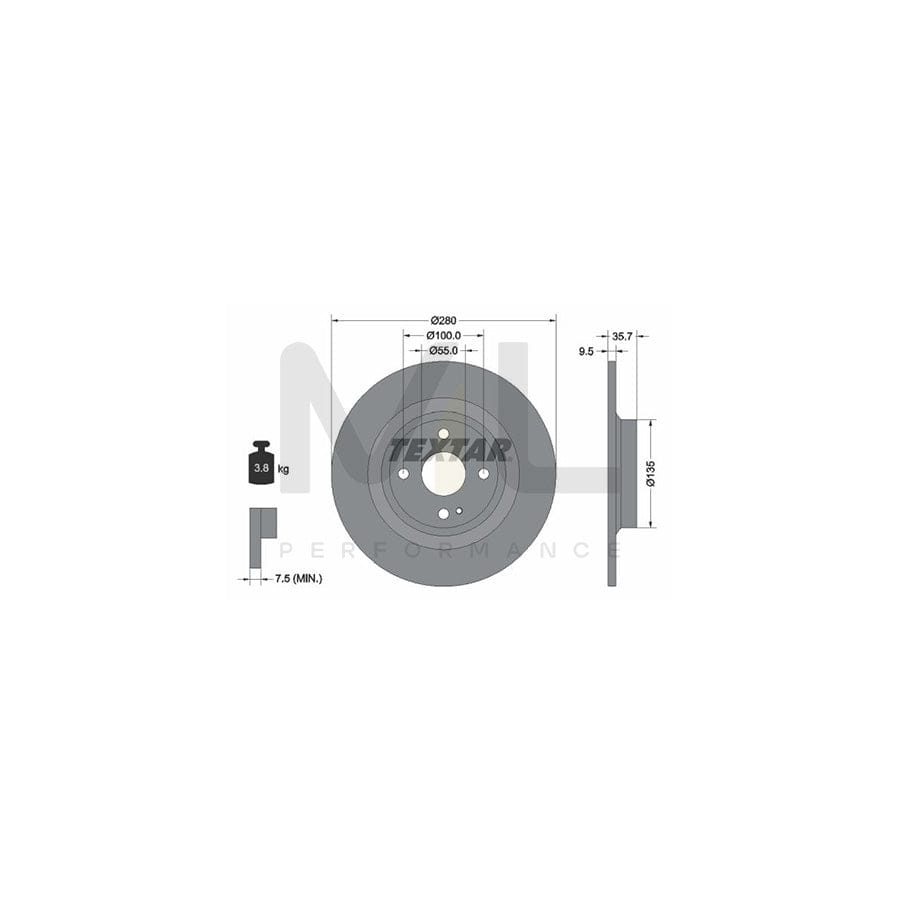 TEXTAR 92320003 Brake Disc Solid, Coated, without wheel hub, without wheel studs  - 1 piece
