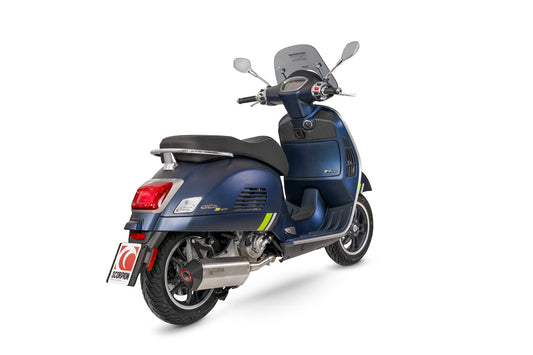 Scorpion RVE220SEO Vespa GTS 300 Serket Parallel Slip-On - Brushed Stainless Steel Sleeve | ML Performance UK UK