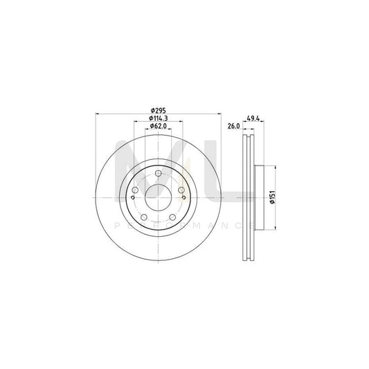 HELLA PRO 8DD 355 114-671 Brake Disc Internally Vented, Coated, without wheel hub, without wheel studs | ML Performance Car Parts