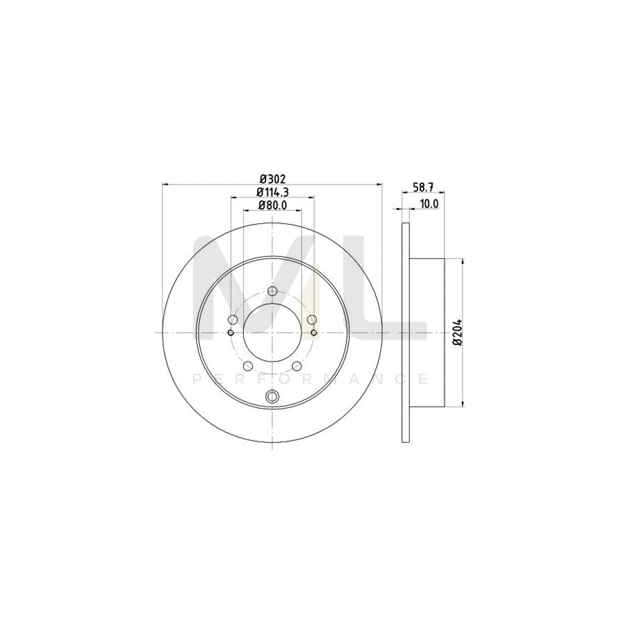 HELLA PRO 8DD 355 119-061 Brake Disc Solid, Coated, without wheel hub, without wheel studs | ML Performance Car Parts