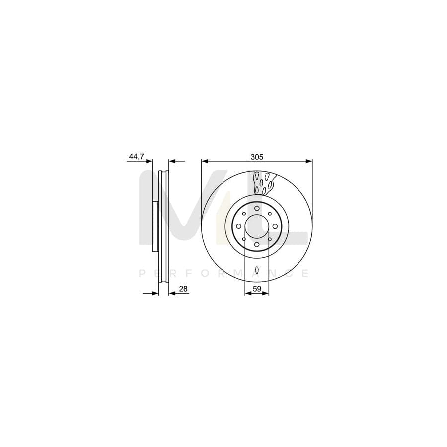 BOSCH 0 986 479 530 Brake Disc for LANCIA Delta III (844) Vented, Oiled, High-carbon, with bolts/screws | ML Performance Car Parts