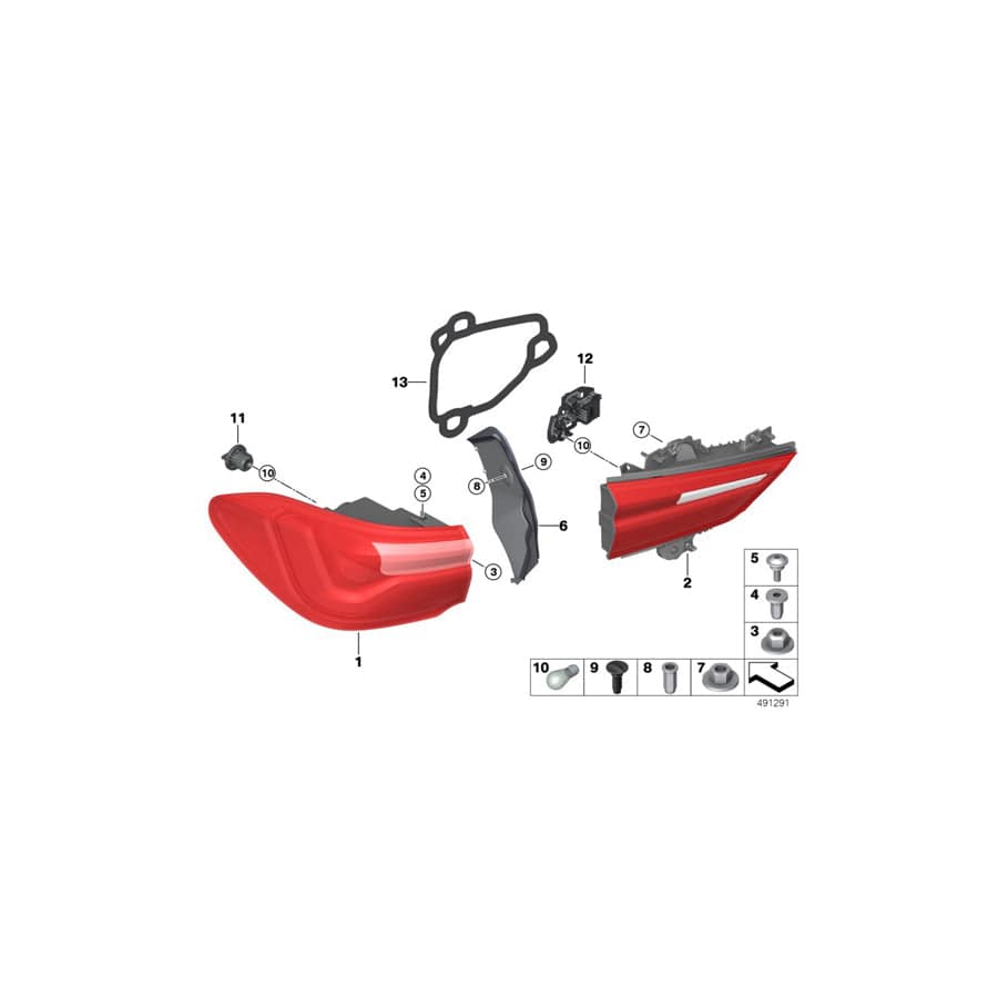 Genuine BMW 63217465509 F39 Rear Light In Trunk Lid, Left (Inc. X2 28i, X2 28iX & X2 M35iX)